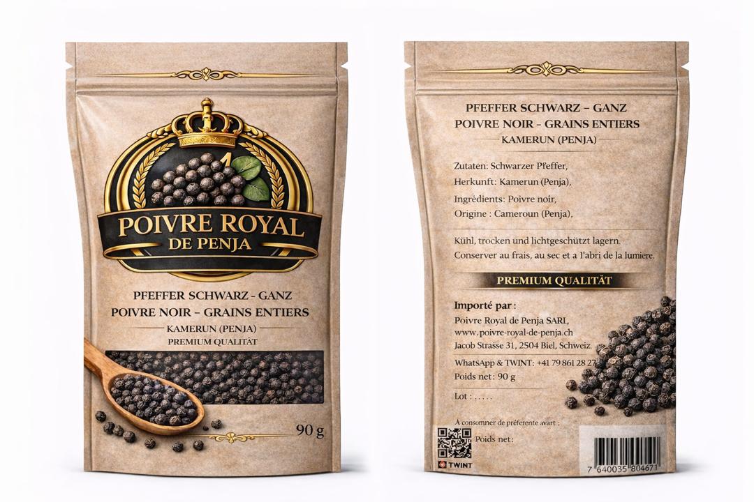 Poivre Noir de Penja - Grains Entiers (Sachet Papier 90g)
